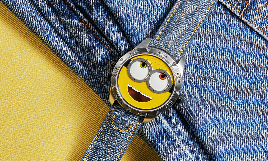Minions watch on blue and yellow denim